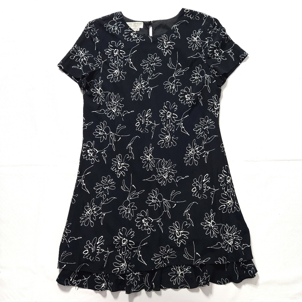 MAGGY London Black Floral Mini Dress Size US 12